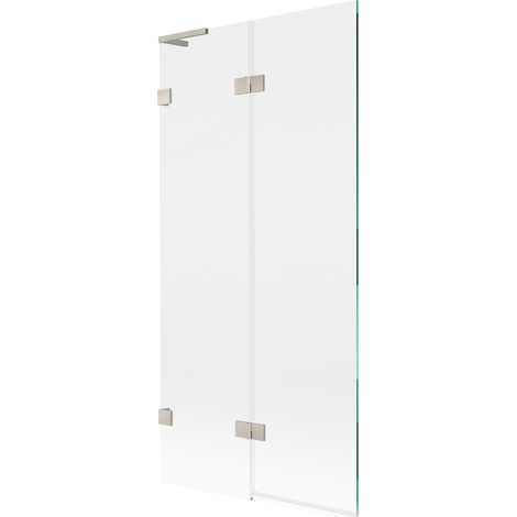 Mexen Lunar L Duschwand 2-teilig links 90 x 150 cm, transparent, gebürstetes Nickel - 897L-090-100-97-00-L (1/5)