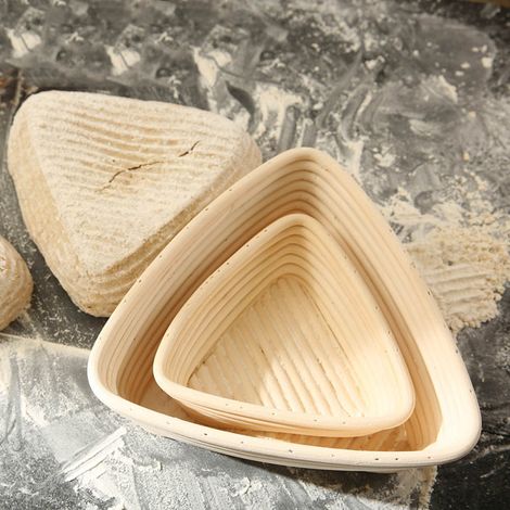 Panier de fermentation triangulaire en rotin, ustensile de boulangerie (23x23x8 cm + housse en tissu) (1/5)