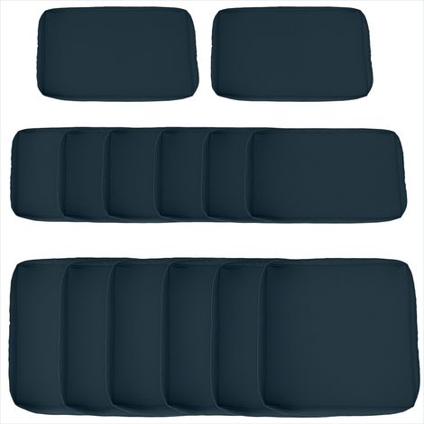 Housse de coussin extérieur bleues lot de 14 polyester déperlant (1/5)