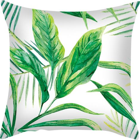 MINKUROW Fodera per cuscino 45X45 Fodere per cuscino con foglie verdi Lino Set di 2 Federa per cuscino per piante Fodera per cuscino moderna per soggiorno Giardino B3 (1/5)