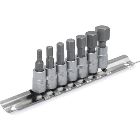 Innensechskant Nuss-Satz 1/4" Antrieb, 4-12mm, CR-V & S2 Stahl, mit Schiene (1/3)