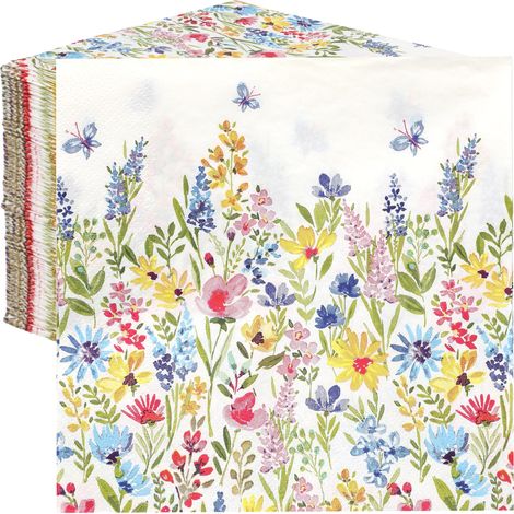 100 x Serviettes en Papier 33x33 cm Serviettes de Table Jetables Blanches à Motif Floral, Douces et Absorbantes, Idéales pour Fête, Mariage, Anniversaire, Usage Quotidien 2 Plis (1/5)