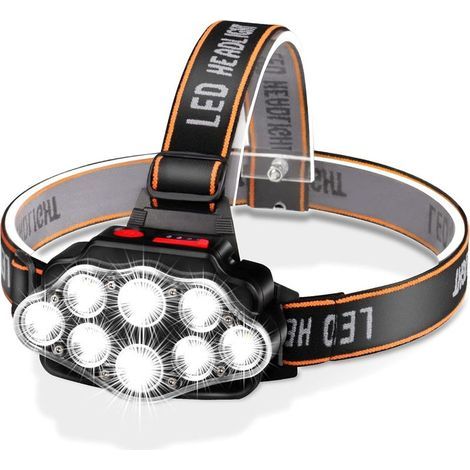 Lampe frontale LED rechargeable 1200mAh – Ultra lumineuse 800 lumens – 4 modes – Étanche IPX4 pour randonnée, camping, chasse (1/5)