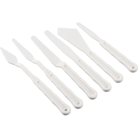 6 pièces de couteaux à palette en plastique blanc pour peinture artistique (1/5)