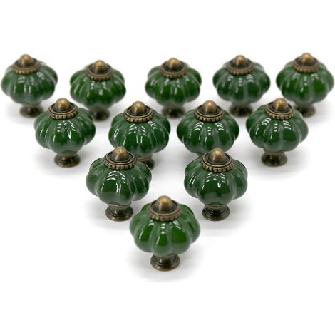 CSPARKV 12Pcs Ceramic Knobs Drawer Cabinet Pulls Kitchen Furniture Handle Cupboard Table Handle (Dark Turquoise (33mm)) (1/5)