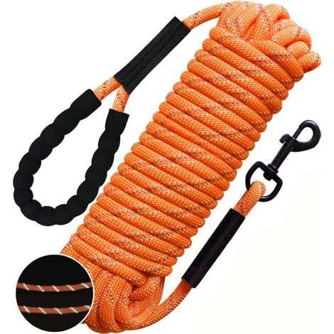 Correa de adiestramiento para perros de un metro de largo, cuerda resistente y reflectante con asa acolchada suave, apta para perros pequeños y grandes, color naranja brillante, con correa. (1/5)