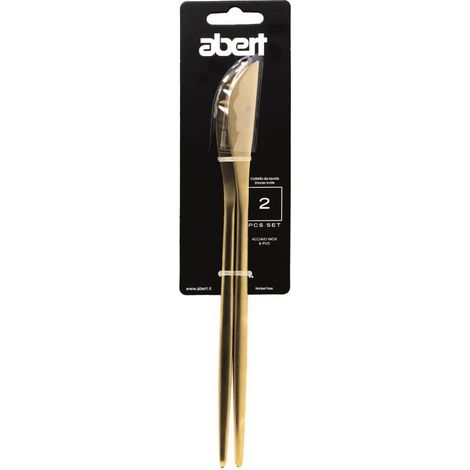 Abert set 2 pz coltello tavola Porto gold acciaio inox 18/c PVD oro