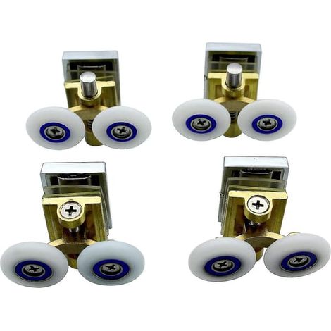 Lot de 4 roulettes pour porte de douche - Roulettes de douche - Roulettes pour rail coulissant - Bras de support en laiton avec roues de 25 mm pour cabine de douche. (1/4)