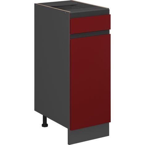 Mobiletto base per cucina R-Line, Rosso, 30 cm Forma a J, senza piano di lavoro, Vicco
