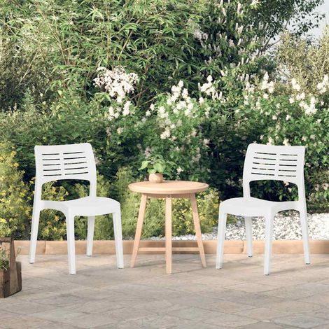 Lot de 2 Chaises de Jardin Empilables en Polypropylène pour Terrasse et Balcon Blanc - PANGIVO (1/5)
