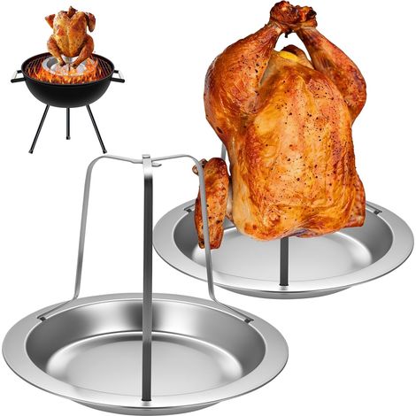 2 set di girarrosti per pollo, girarrosto verticale, girarrosto per barbecue, griglia per pollo in acciaio inossidabile, supporto verticale per polli, forni, griglie e fornelli da campeggio (1/5)