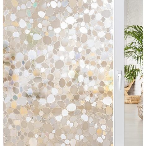 Film électrostatique décoratif pour fenêtre, motifs galets - Non-adhésif, en verre teinté , Pebble Pattern, 44.5200CM (1/5)