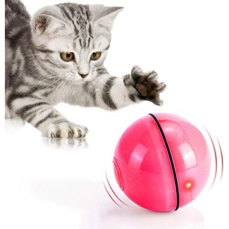 Giocattolo interattivo per gatti: palla luminosa a LED rotante a 360°, ricaricabile tramite USB, colore rosso, ideale per gatti e cuccioli.