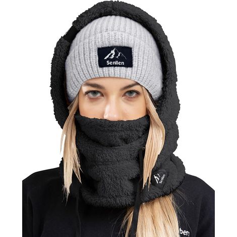 Windproof Balaclava Fleece Cold Weather Ski Mask Thermal Breathable Neck Gaiter Scarf Hooded Helmet (1/5)