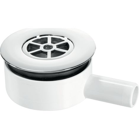 McAlpine UPSW-3-22MM Pumped Shower Waste Outlet: 70mm Chrome Plated Brass Flange with Top Access x 22mm Plain Tail Outlet