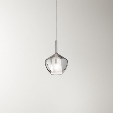Suspension En Verre Borosilicate 20X27,5 Cm, Finition Fumé Miroir, Avec Câblage E27 Inclus, Série 10S48250 - Perenz, Luminaire Design Moderne. (1/3)
