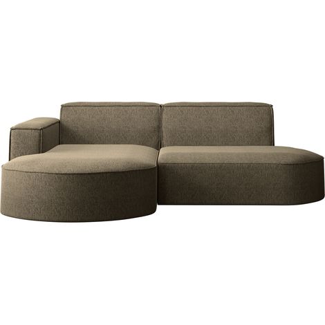 Ecksofa, Sofa L form, Couch L form MODENA L STUDIO stoff Neve Braun Links (1/3)