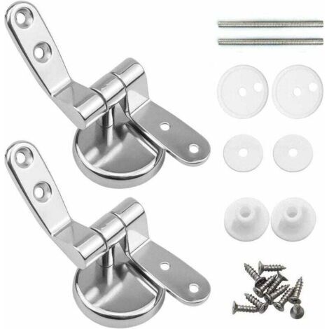 Toilet Seat Hinge Fasteners, Pack of 2 Replacement Toilet Seat Hinges with Zinc Alloy Fixings (1/4)