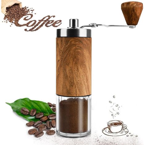 Moulin à café,  Moulin à Café Manuel avec Broyeur en Céramique, Moulin a Cafe Manuel, Broyeur Cafe Grain, Coffee Grinder Degré de Mouture Réglable (grain du bois)