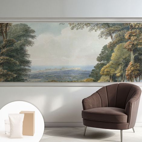 Papier peint intissé décoratif pour salon chambre et cuisine Facile à poser avec colle Paysage boisé 250x104 cm (1/5)