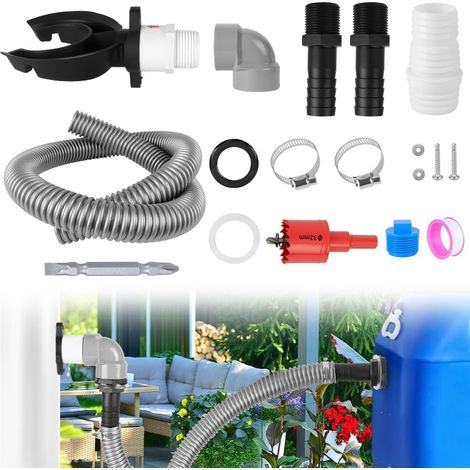 Rain Water Barrel Connector Kit Downspout Water Collector Rain Hose Connector for Rain Tanks with Fittings for Rainwater Barrels (1/5)