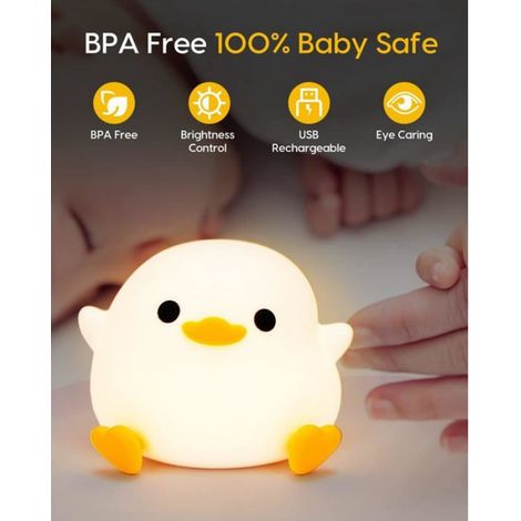 Canard Veilleuse,Veilleuse pour Enfants en Silicone à Lumière Variable,Lampe de Chevet avec Minuterie et Commande Tactile pourEnfant (1/5)