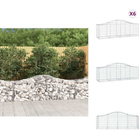 vidaXL Paniers à gabions arqués 6 pcs 200x50x60/80 cm Fer galvanisé