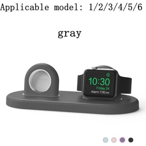 Supports voiture,Station de charge double ABS pour Apple Watch série 6-Se-5-4-3-2-1, station de charge double tête - Grey[A16167]