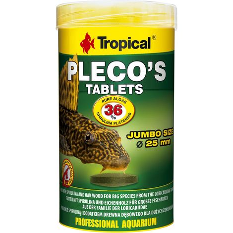 PLECO'S TABLETS 250ml / 135g - Mangime con spirulina e legno di quercia per specie grandi della famiglia dei loricaridi (1/3)