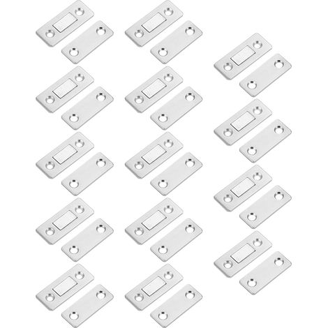 Lot de 14 loquets magnétiques en acier laminé à froid, sans perçage, adaptés aux portes et tiroirs de placards. (1/5)