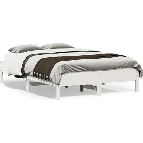 vidaXL Letto senza Materasso Bianco 140x190 cm Legno Massello di Pino