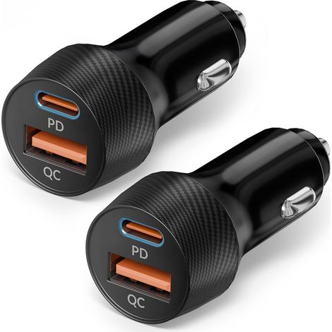 (2-Pack) 60W USB C Allume Cigare, 2 Port Prise 12v Chargeur Voiture Rapide (USBC 40W+USB A 20W) Adaptateur Allume Cigare pour 17e/17/16e/16/15 Pro Max Air, Galaxy S26 S25, MacBook Pro (1/5)