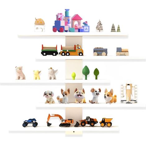 Etagere Murale, Etagere Flottante Murale Suspendue Blanc Enfant, Étagère en PVC, DIY Déco Tablette Flottante, pour Figurines, Verres à Liqueur, Mini Décorations, pour Salon et Chambre (1/5)