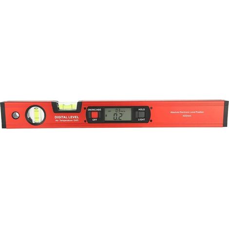 Capteur d'angle LCD numérique Niveau à bulle 4 x 90 ° Jauge d'angle d'inclinomètre de niveau avec 4 aimants puissants (rouge) (1/5)