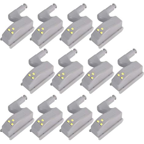 Lot de 12 lampes LED à charnière avec capteur pour salon, chambre, armoire, placards de cuisine (1/4)
