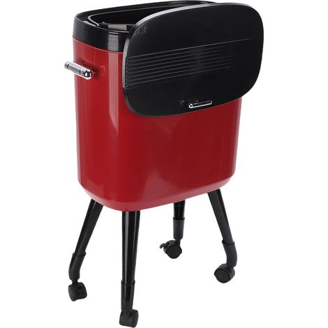 Hoher Mülleimer mit Rollen, 15 l Fassungsvermögen, schmaler Abfalleimer für Küche, Bad, Wohnzimmer, Büro, Rot (1/5)