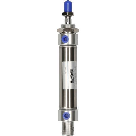 Beyamis Mini vérin pneumatique, alésage 25 mm, course 50 mm, acier inoxydable, double effet, tige unique. (1/5)