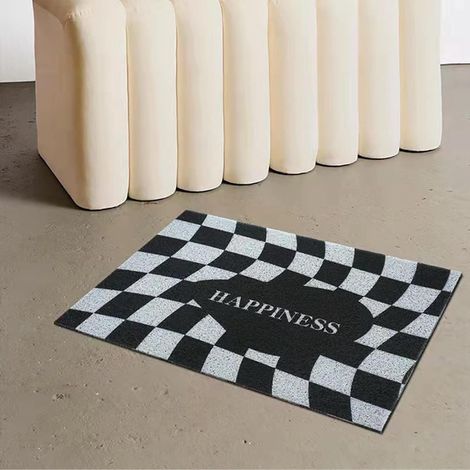 Checkered Kitchen Mat, Washable, Non-Slip, PVC, 40x60cm, for Home, Restaurant, Office, with Soft Elastic Silk Ring (1/5)