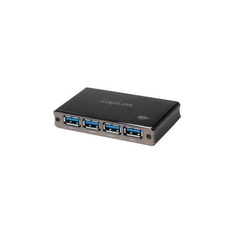 LogiLink - Hub USB 3.0 a 4 porte in alluminio - Trasferimento veloce, alimentazione