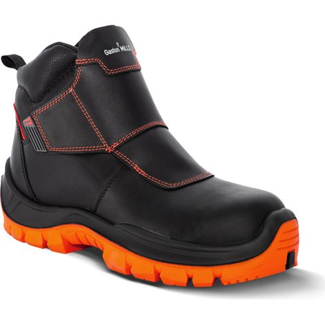 Chaussures de sécurité de soudeur cuir Unisoudeur S3 SRC - Noir/Orange - pointure 41 - GASTON MILLE - UHNO341