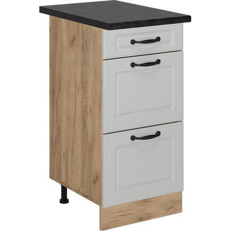 Meuble cuisine R-Line, Blanc campagne, 40cm avec tiroirs, PT Anthracite, Vicco (1/5)