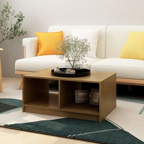 Table Basse de Salon Élégante,Table Canapé Marron miel 75x50x33,5 cm Bois de pin massif -FR67181 (1/5)