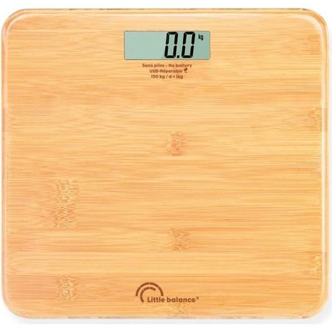 Bathroom scale - LITTLE BALANCE - 8745 - USB-repairable - 150 kg / 100 g - My bamboo (1/3)