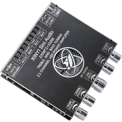 Carte d'amplificateur de Caisson de Basses Bluetooth HiFi Stéréo 2.1 avec régulation de contrôle des aigus et des Basses 220W  2 + 350W 18V-38V Module d'amplificateur de Entrée AUX (1/5)