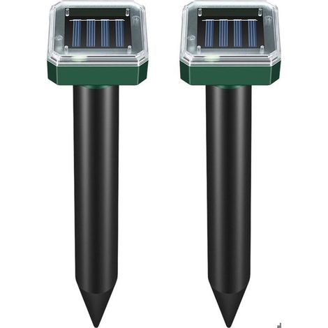 2 Stück Solar-Maulwurfabwehr für den Garten, Solar-Ultraschall-Maulwurfabwehr, wasserdichter Vibrationsstab
