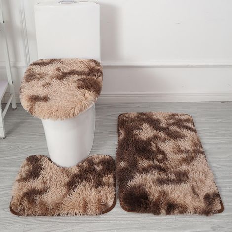 Tapis De Salle De Bain - Set De 3 Pièces En Polypropylène Moelleux Avec Dos Anti-dérapant - Tapis Sol 50x80 Cm Coussin 50x40 Cm Et Couvre-cuvette 51x47 Cm (1/2)
