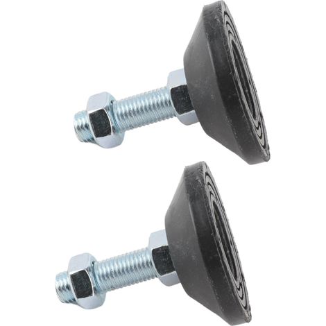 Lot de 2 pieds de réglage à vis M16 en nylon et acier, base Ø80mm antiglisse et antirayure, charge 150kg, hauteur réglable, pour meuble et équipement (1/5)