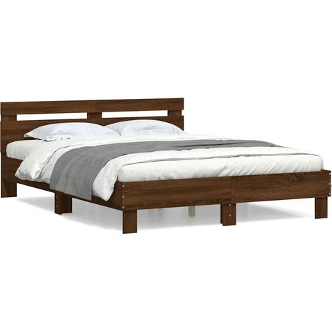 Maison Exclusive - Cama con cabecero madera de ingeniería marrón (1/5)