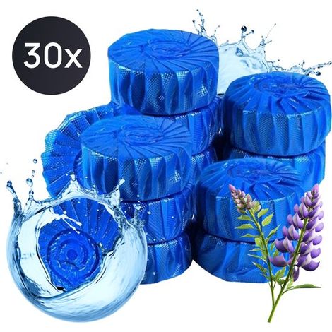 30 pièces, blocs WC pour réservoir encastré, lavande, formule progressive, colorant bleu, usage quotidien salle de bain (1/5)