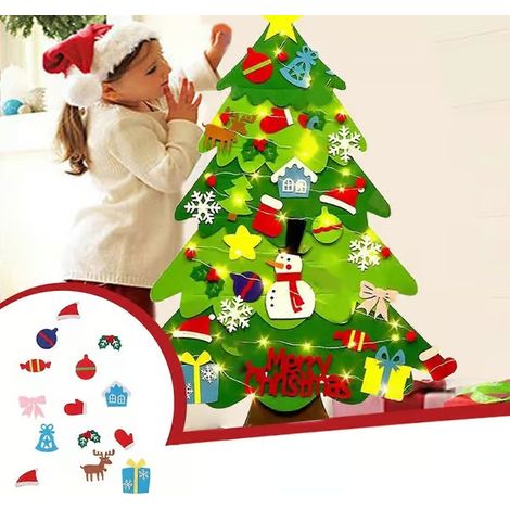 Sapin de Noël en tissu à faire soi-même – Décoration brillante pour enfants et famille – Modèle A (1/5)